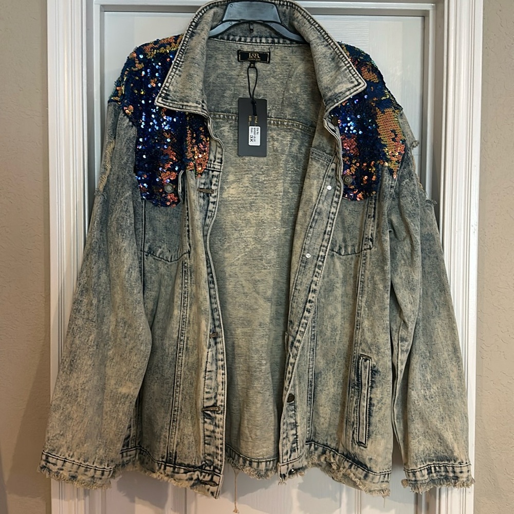 Denim sparkle jacket. Never worn.